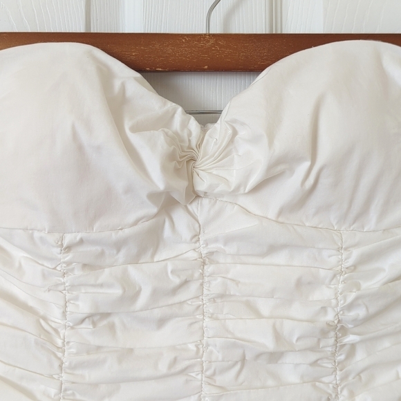 WD.NY Y2K Vintage Classic Ruched Strapless Sweetheart Fitted Tube Top White L - Picture 2 of 10